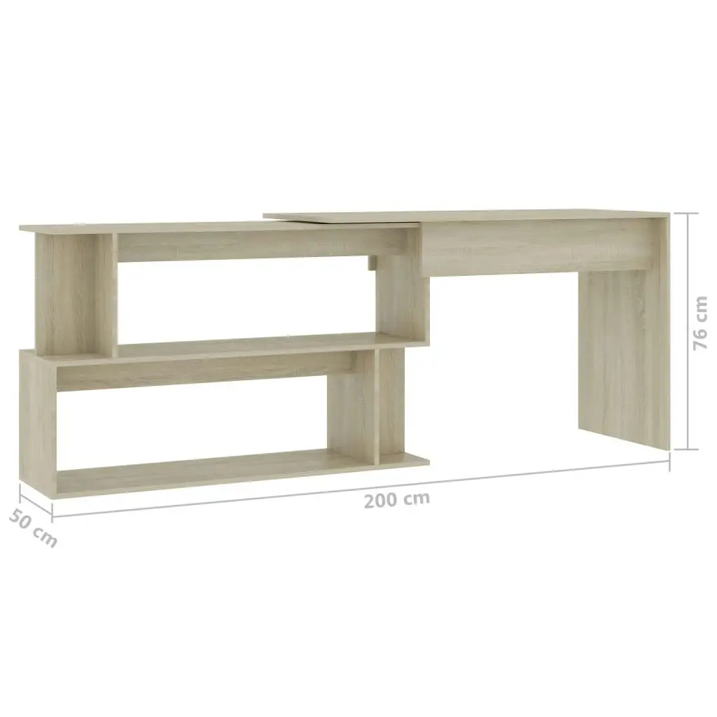 Corner Desk Sonoma Oak 200x50x76 cm Engineered Wood 801101