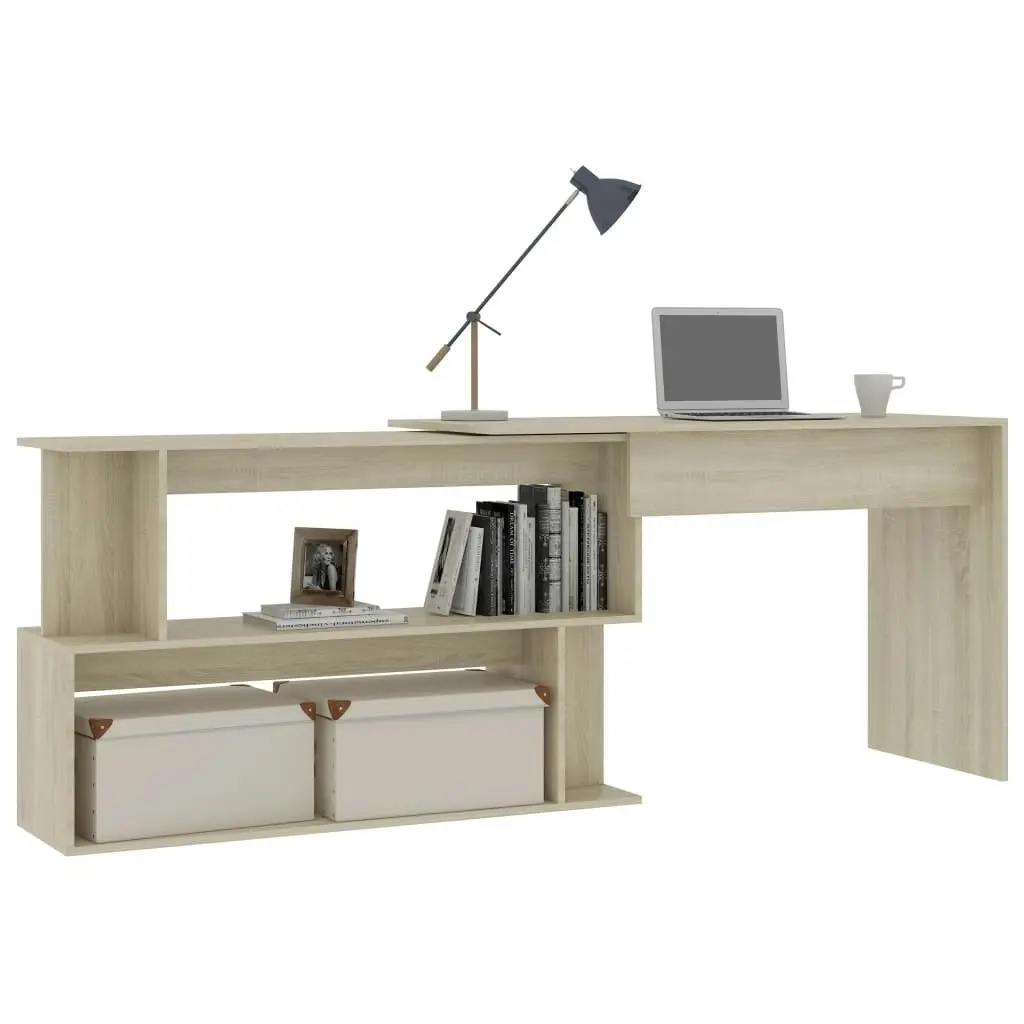 Corner Desk Sonoma Oak 200x50x76 cm Engineered Wood 801101