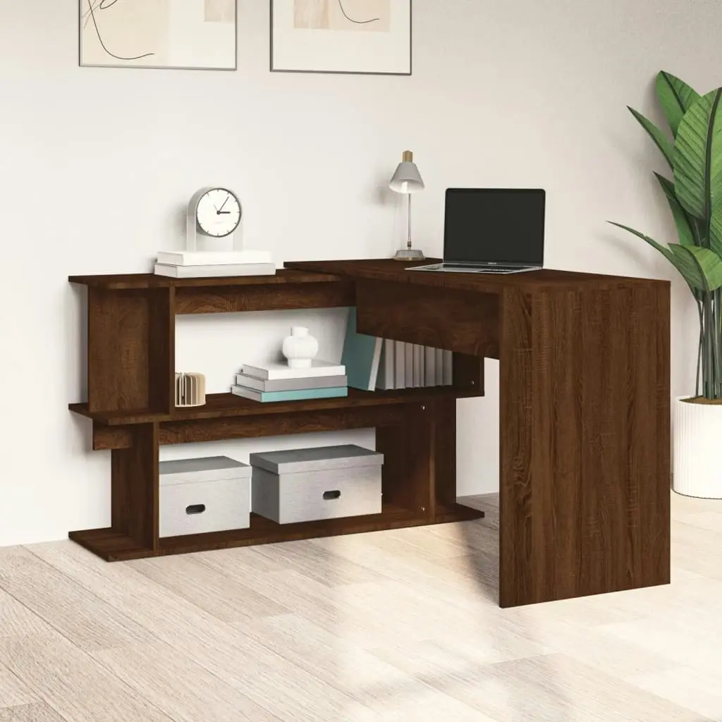 Corner Desk Brown Oak 200x50x76 cm Engineered Wood 815425