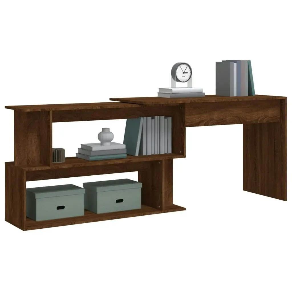 Corner Desk Brown Oak 200x50x76 cm Engineered Wood 815425