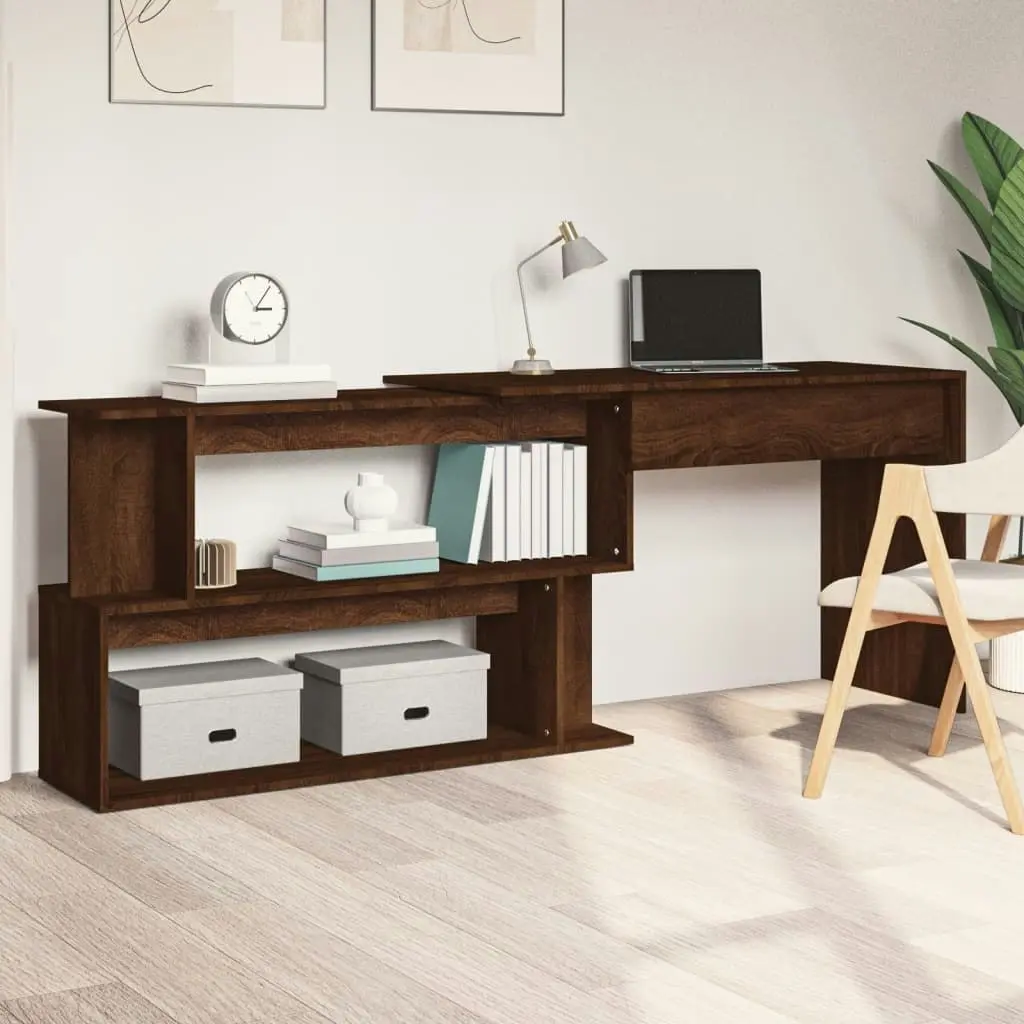 Corner Desk Brown Oak 200x50x76 cm Engineered Wood 815425