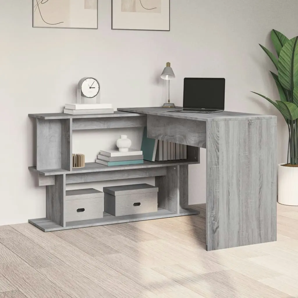 Corner Desk Grey Sonoma 200x50x76 cm Engineered Wood 815424