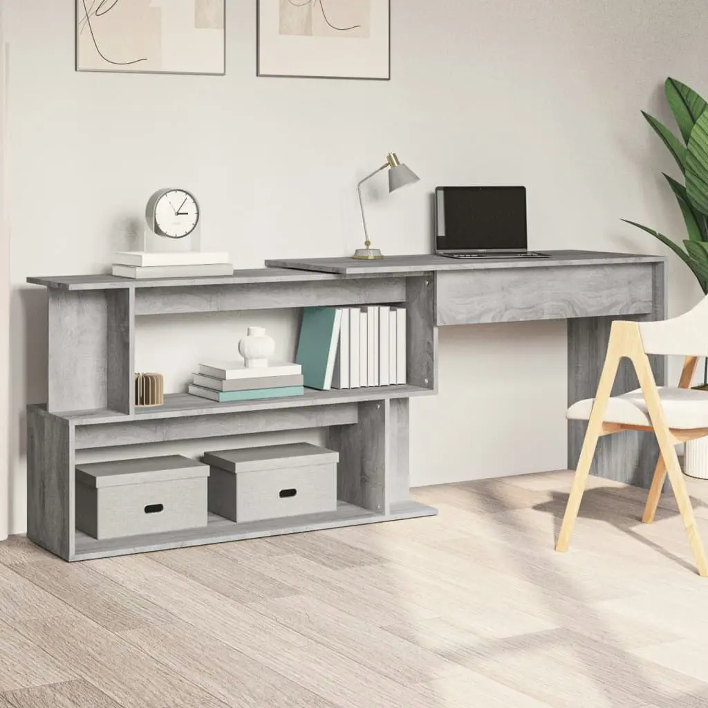 Corner Desk Grey Sonoma 200x50x76 cm Engineered Wood 815424