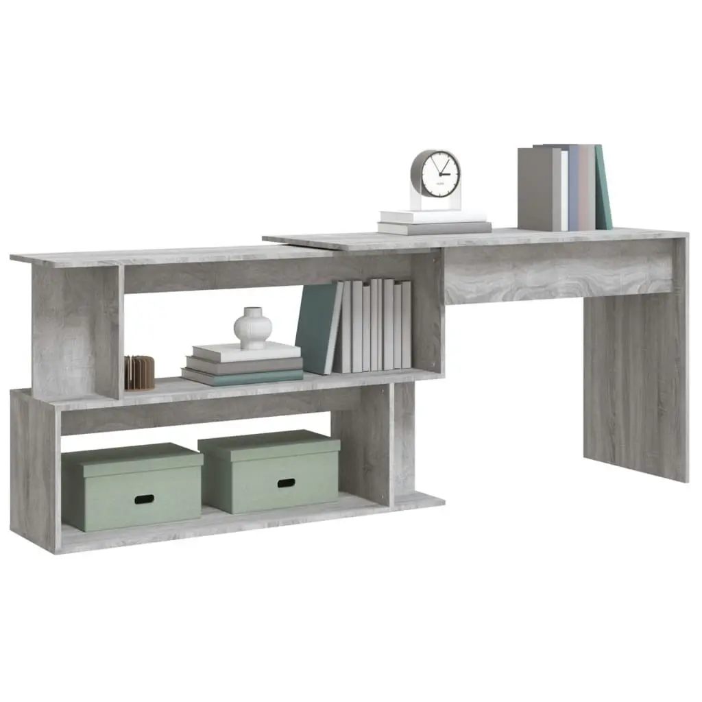 Corner Desk Grey Sonoma 200x50x76 cm Engineered Wood 815424