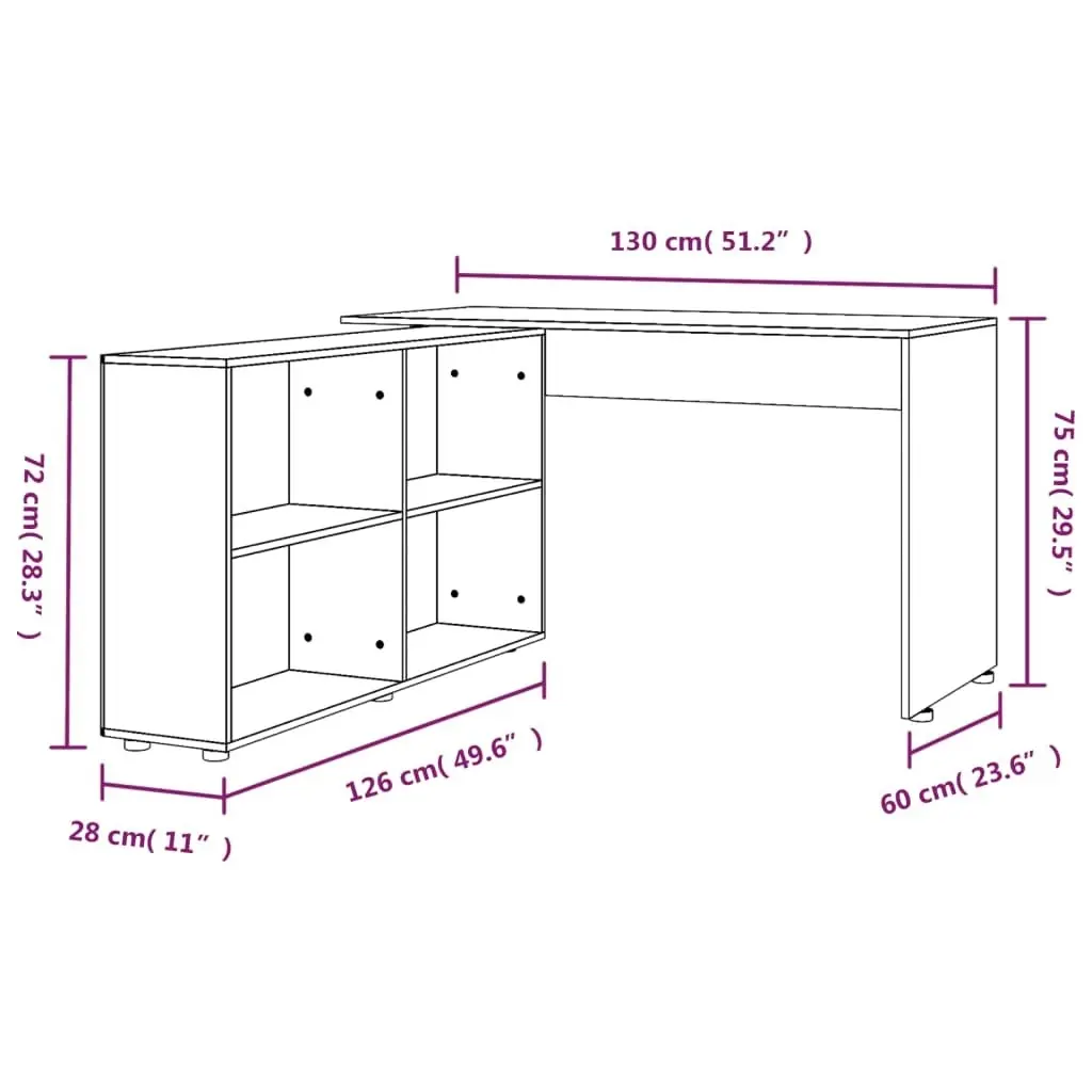 Corner Desk High Gloss White Engineered Wood 342661