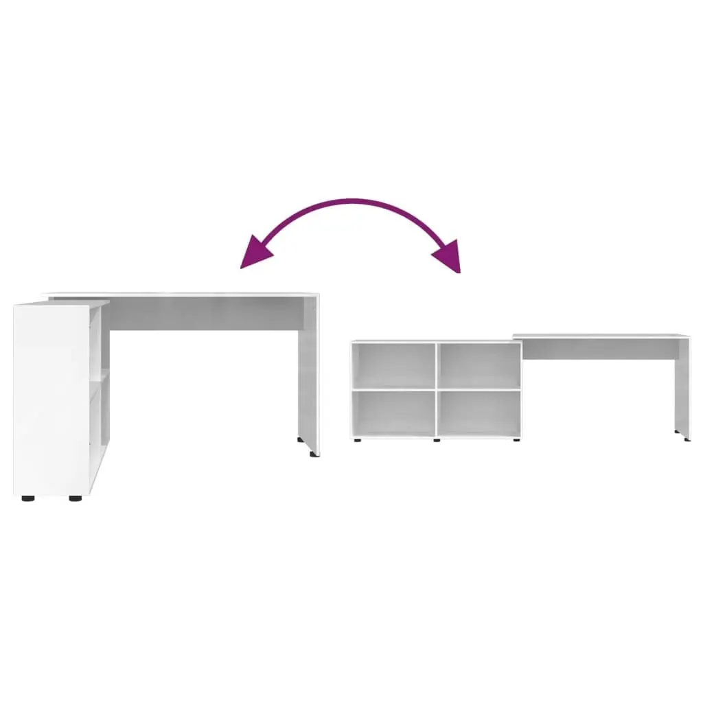 Corner Desk High Gloss White Engineered Wood 342661