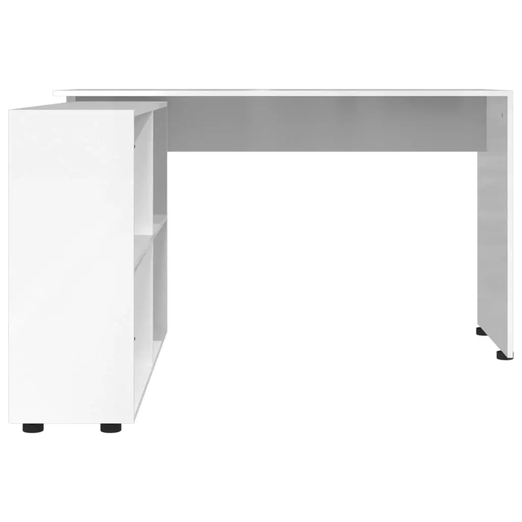 Corner Desk High Gloss White Engineered Wood 342661