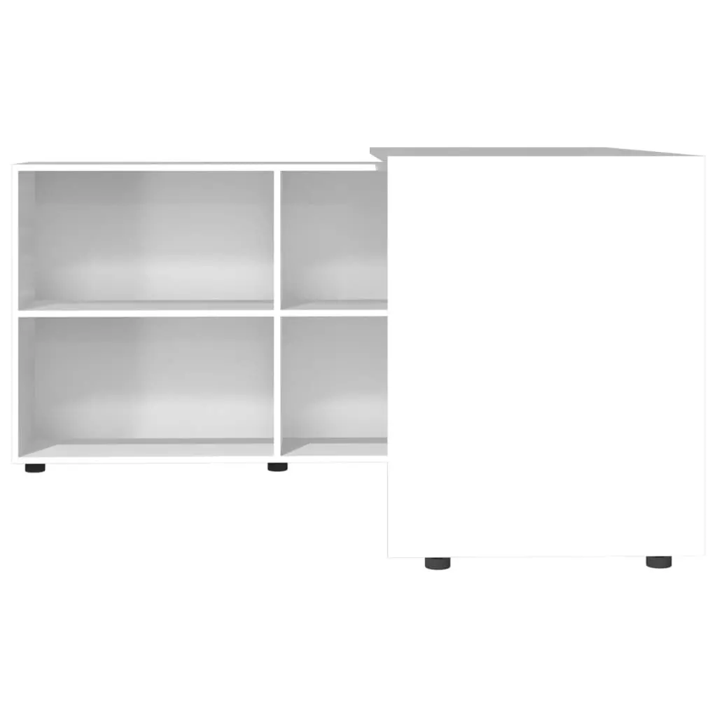 Corner Desk High Gloss White Engineered Wood 342661