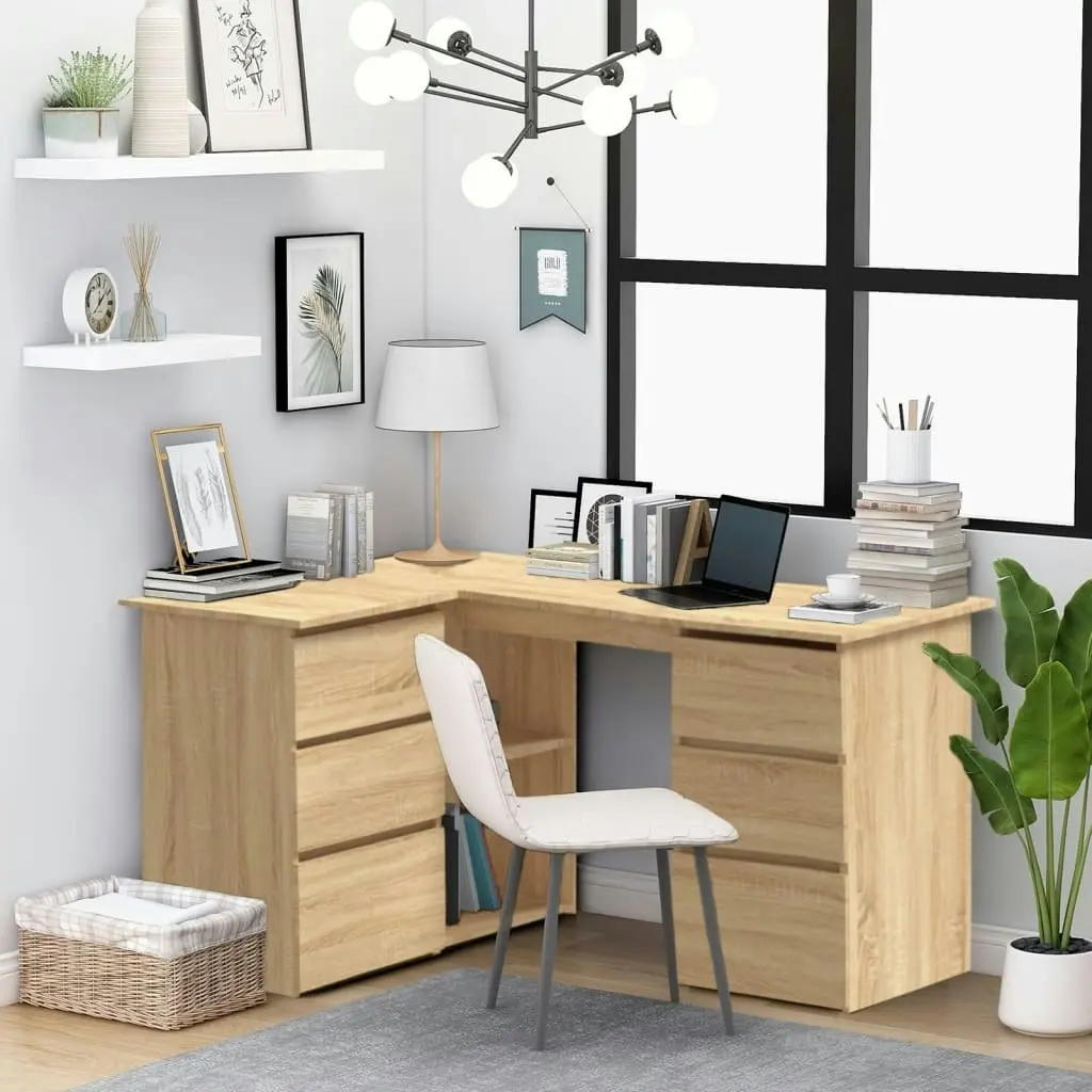 Corner Desk Sonoma Oak 145x100x76 cm Engineered Wood 801092