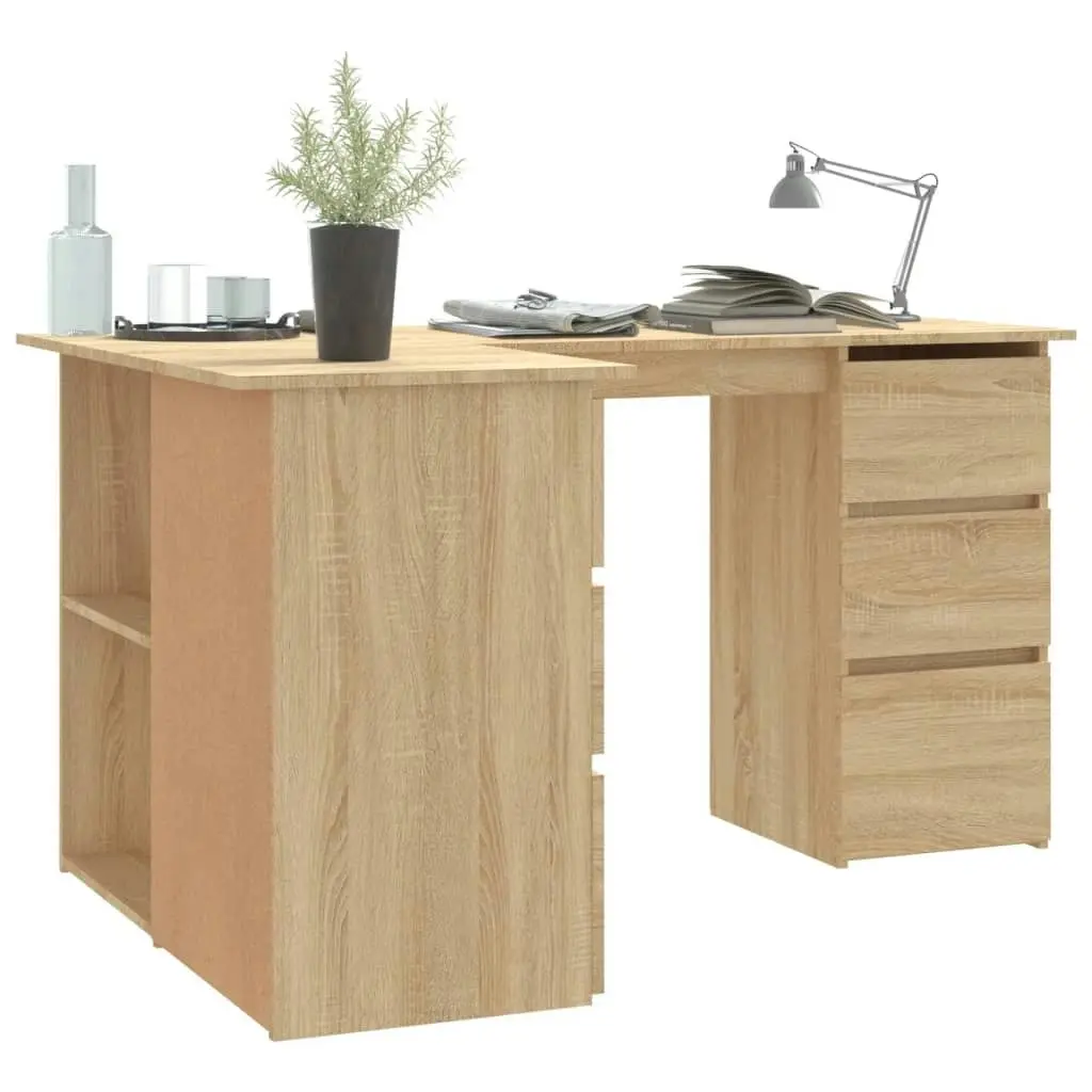 Corner Desk Sonoma Oak 145x100x76 cm Engineered Wood 801092