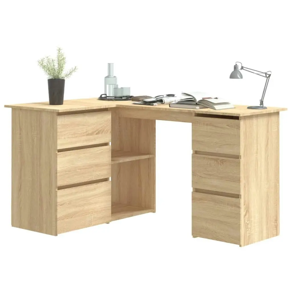 Corner Desk Sonoma Oak 145x100x76 cm Engineered Wood 801092