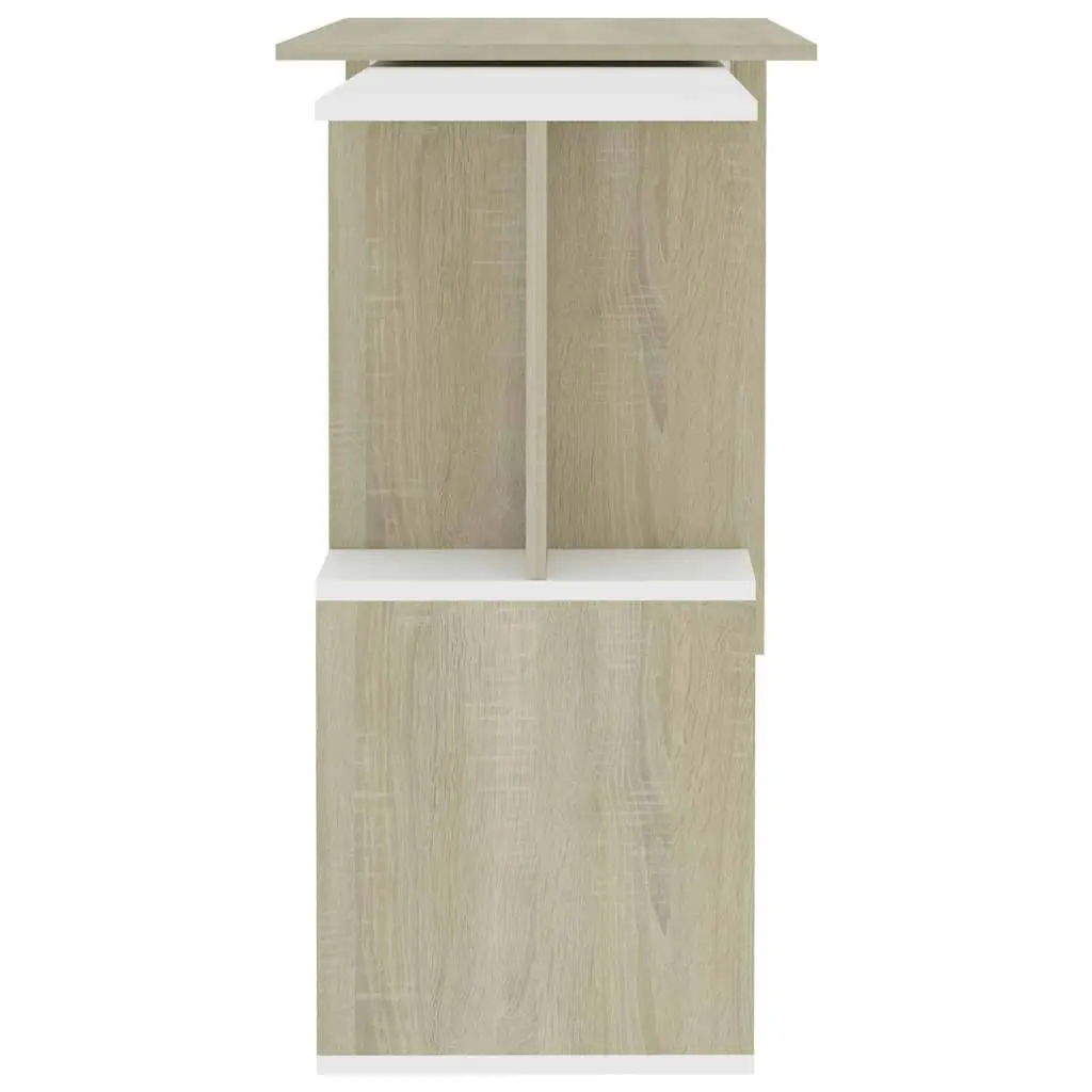 Corner Desk White and Sonoma Oak 200x50x76 cm Engineered Wood 801103