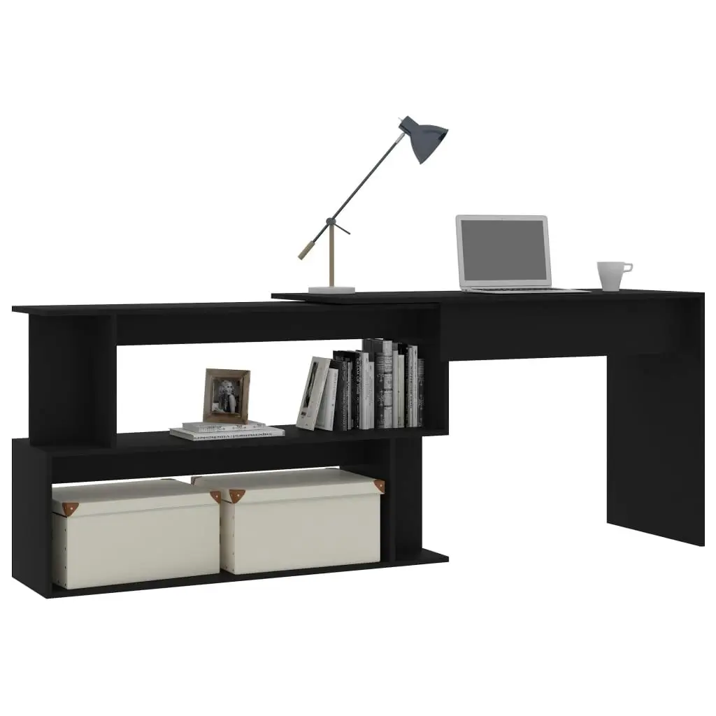 Corner Desk Black 200x50x76 cm Engineered Wood 801099