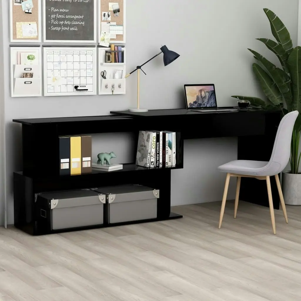 Corner Desk Black 200x50x76 cm Engineered Wood 801099