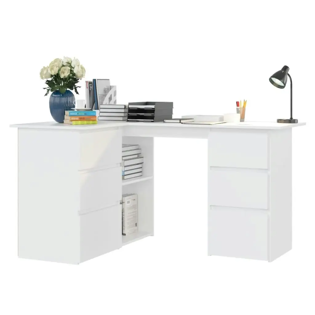 Corner Desk White 145x100x76 cm Engineered Wood 801089