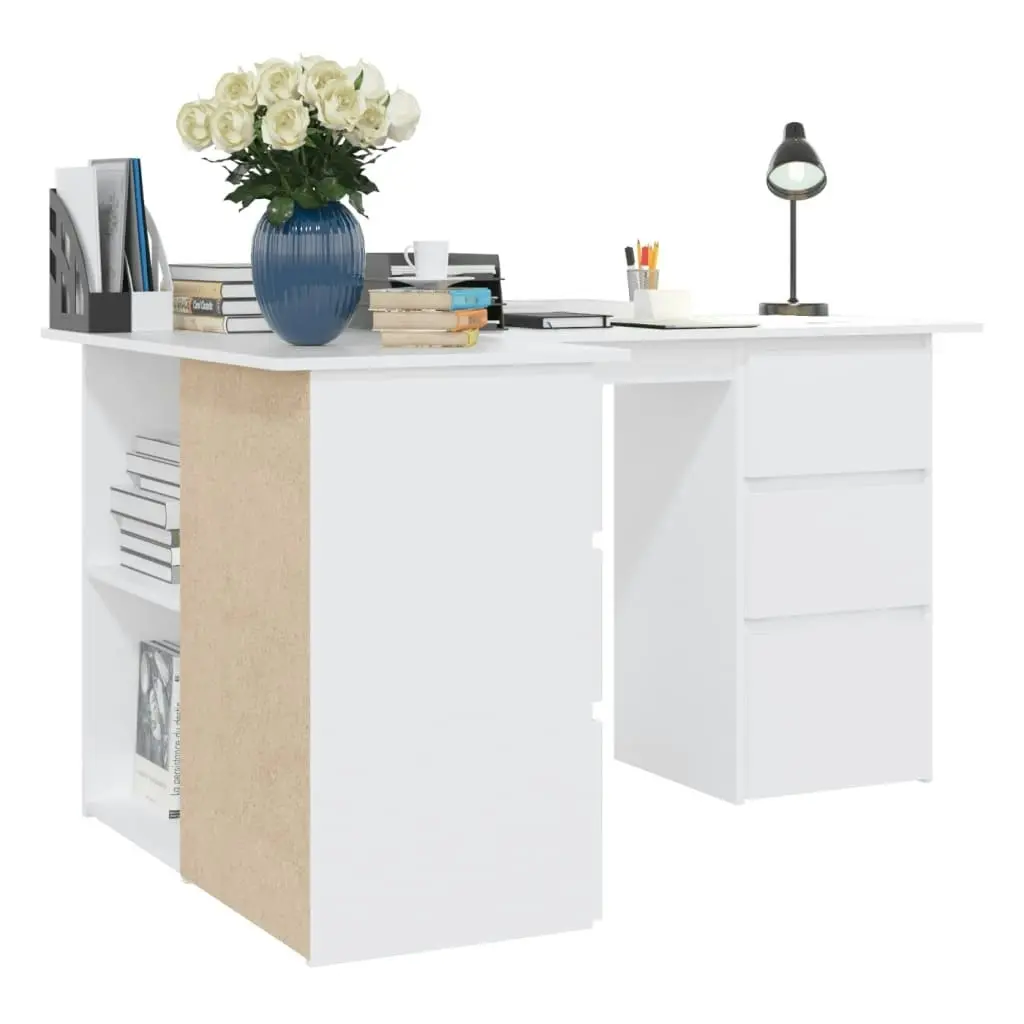 Corner Desk White 145x100x76 cm Engineered Wood 801089