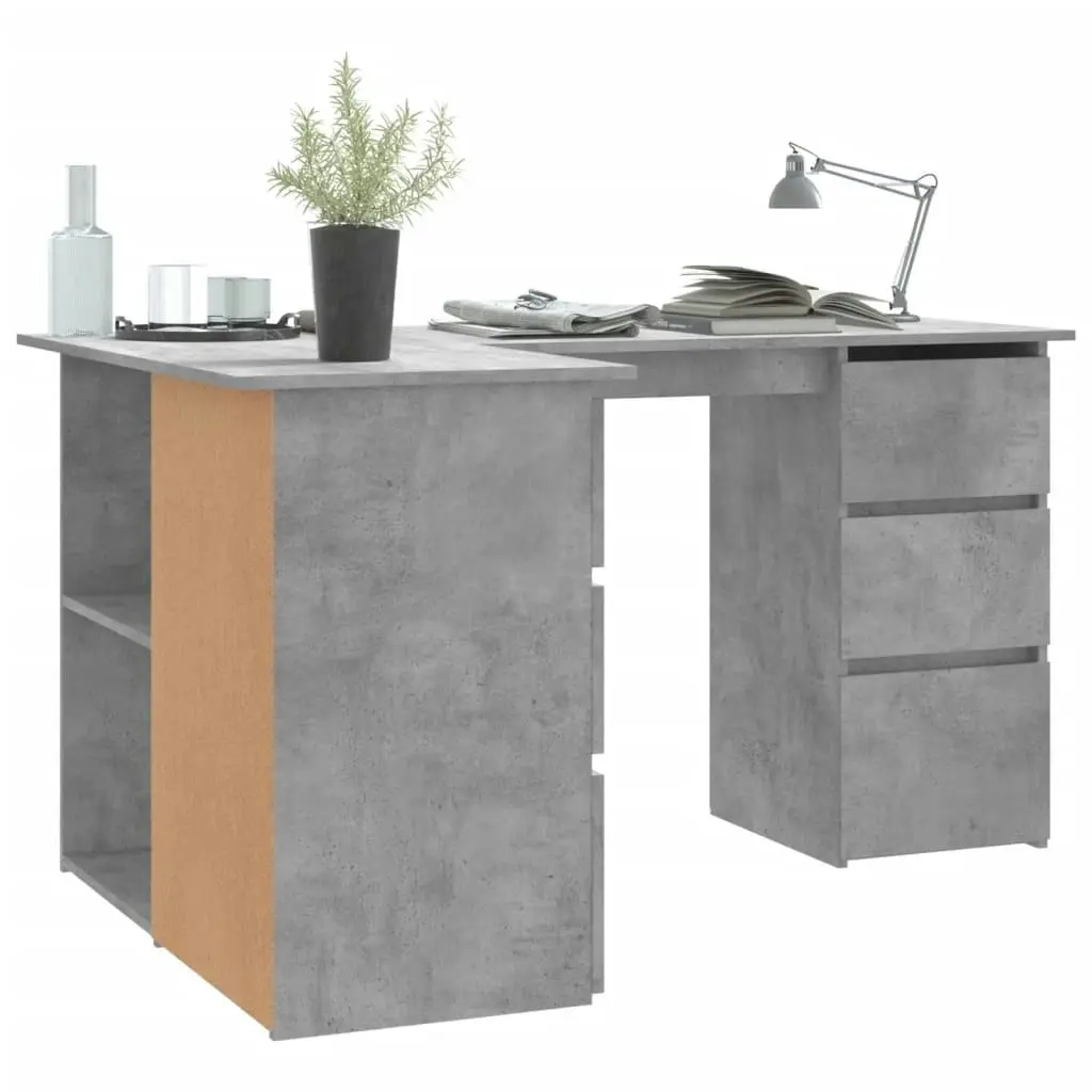 Corner Desk Concrete Grey 145x100x76 cm Engineered Wood 801093