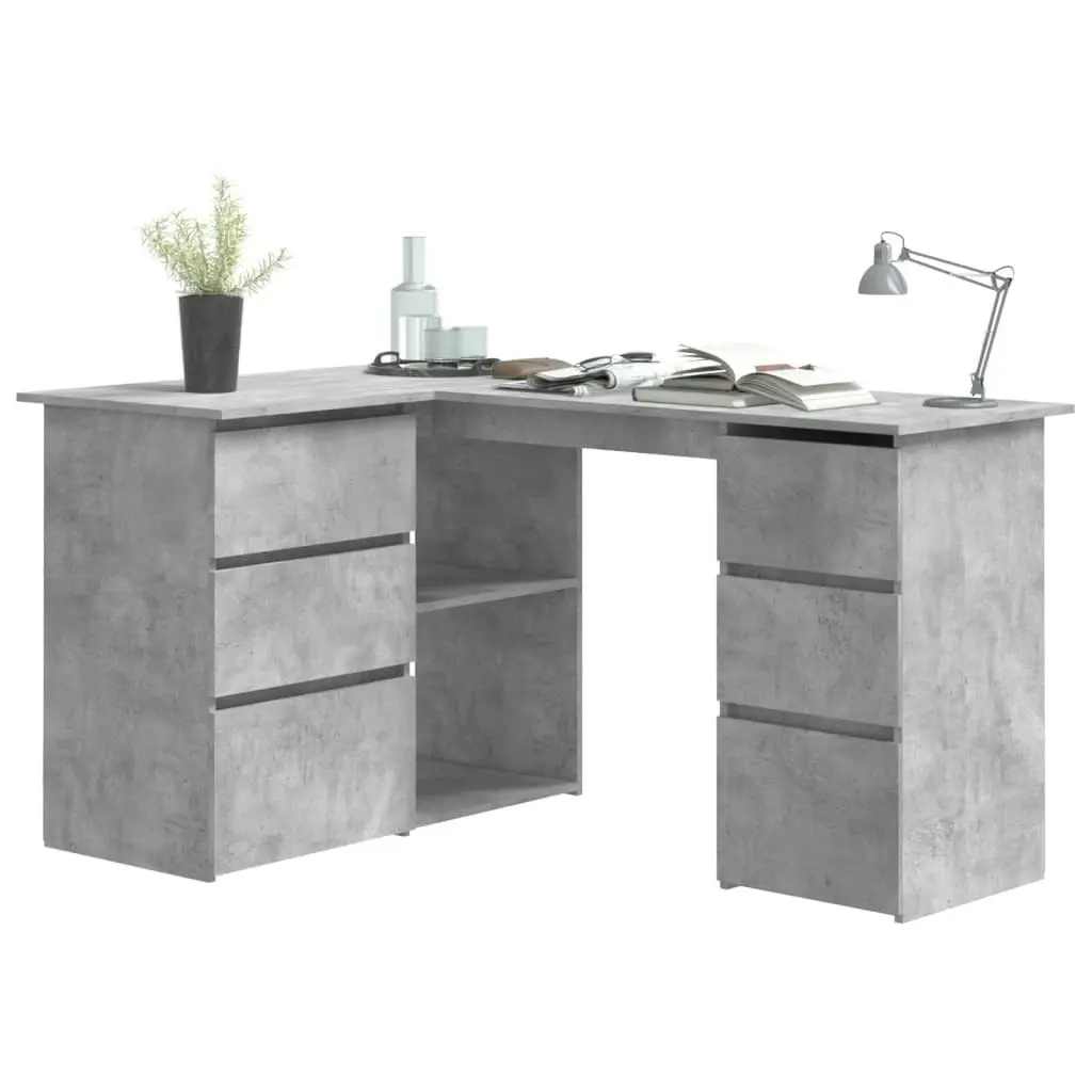 Corner Desk Concrete Grey 145x100x76 cm Engineered Wood 801093