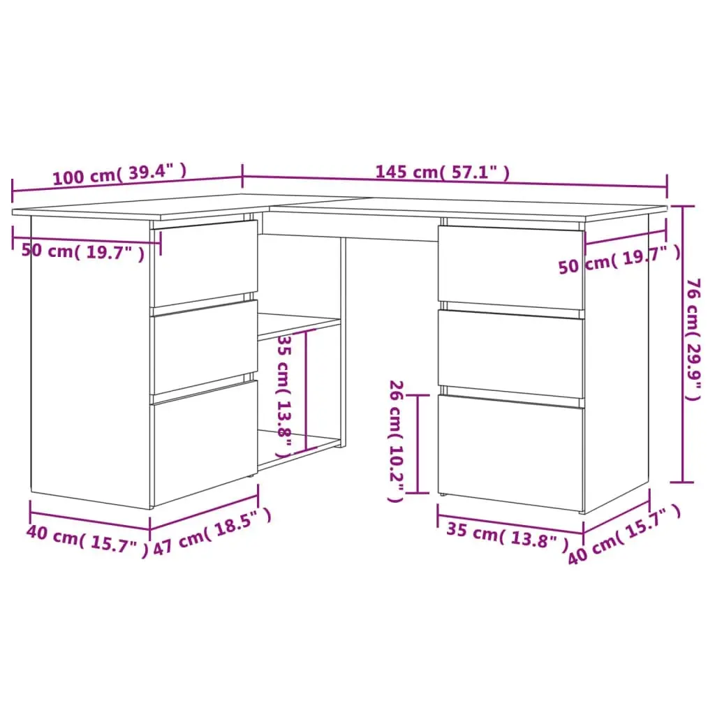 Corner Desk Concrete Grey 145x100x76 cm Engineered Wood 801093