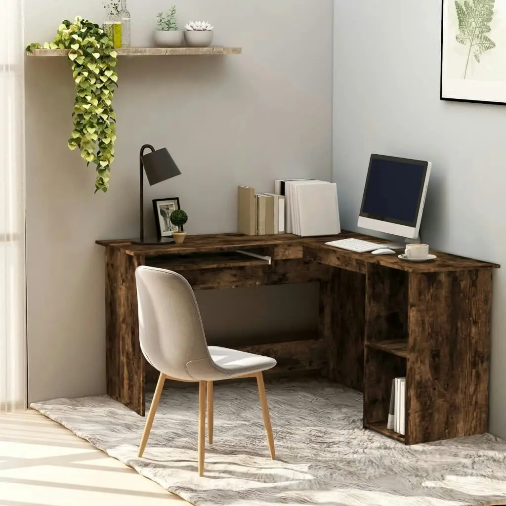 Corner Desk Smoked Oak 120x140x75 cm Engineered Wood 815384