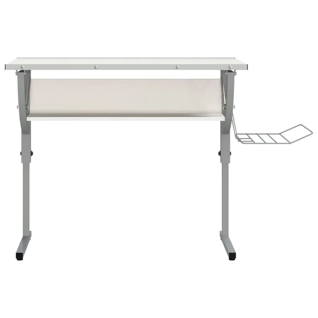 Craft Desk White and Grey 110x53x(58-87) cm Engineered Wood and Steel 340928