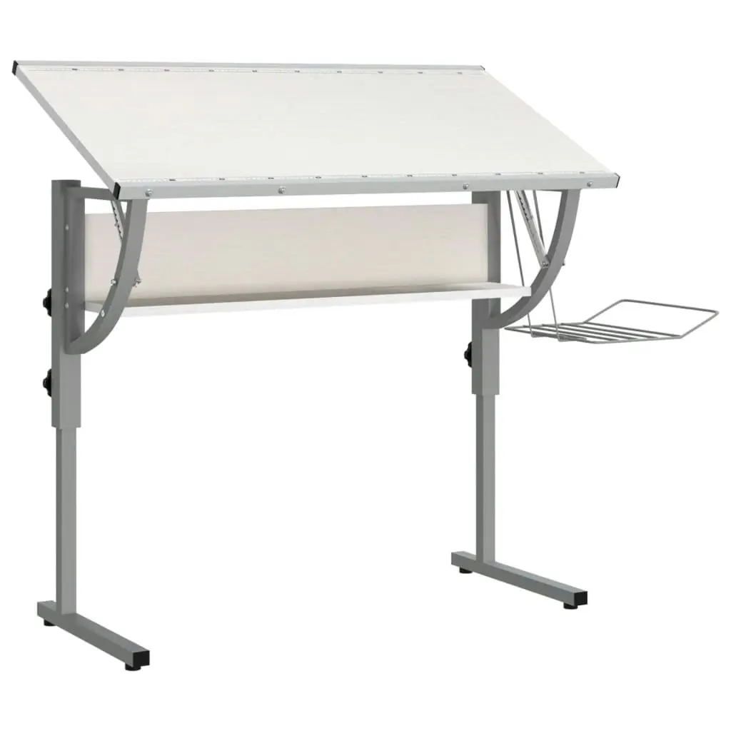 Craft Desk White and Grey 110x53x(58-87) cm Engineered Wood and Steel 340928