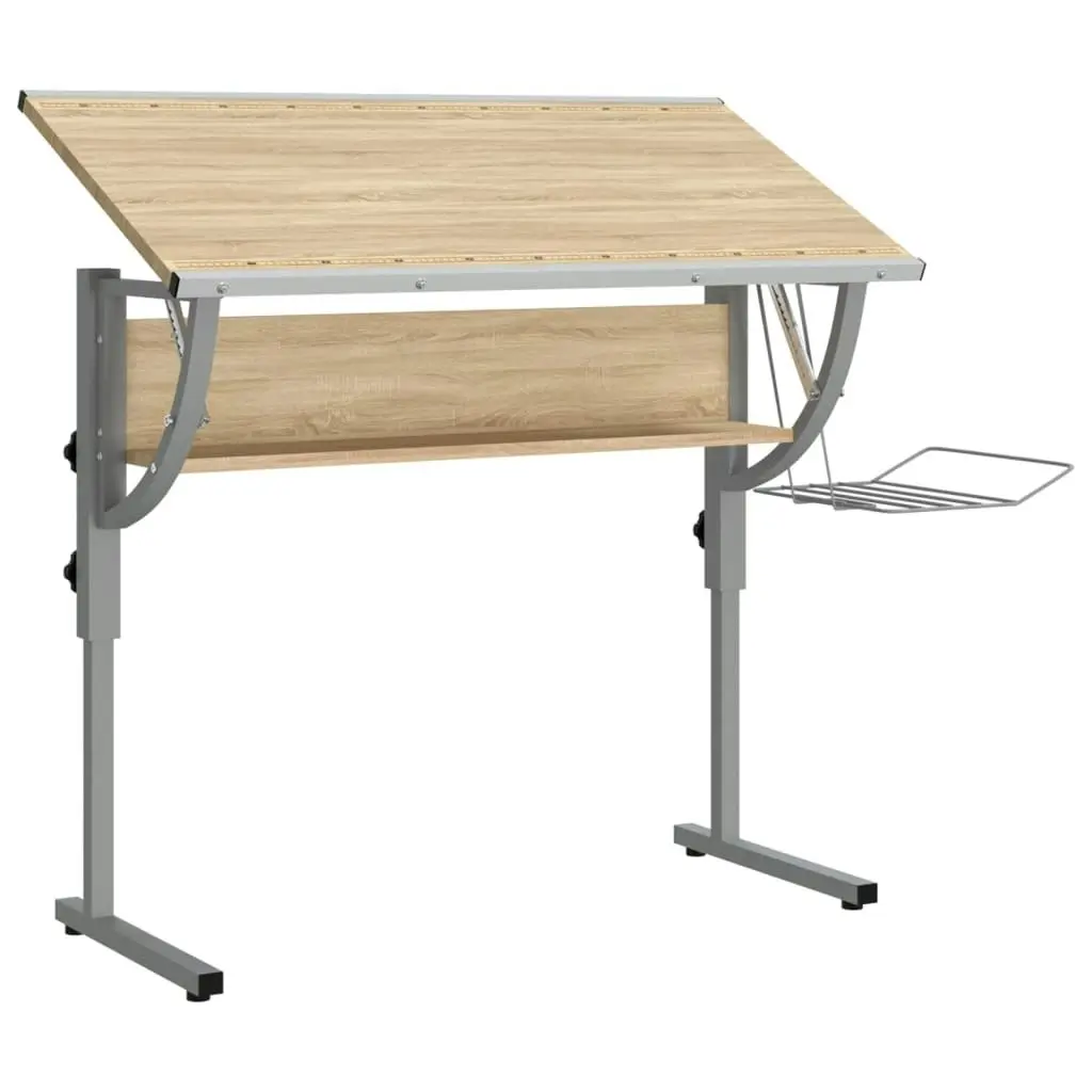 Craft Desk Sonoma Oak and Grey 110x53x(58-87)cm Engineered Wood and Steel 340930