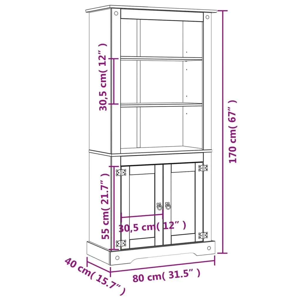 Cupboard Mexican Pine Corona Range 80x40x170 cm 243734