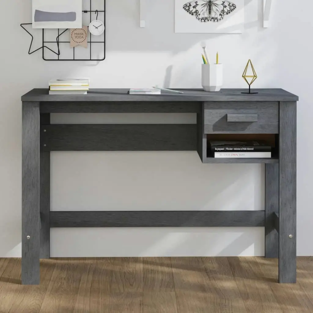 Desk "HAMAR" Dark Grey 110x40x75 cm Solid Wood Pine 340458