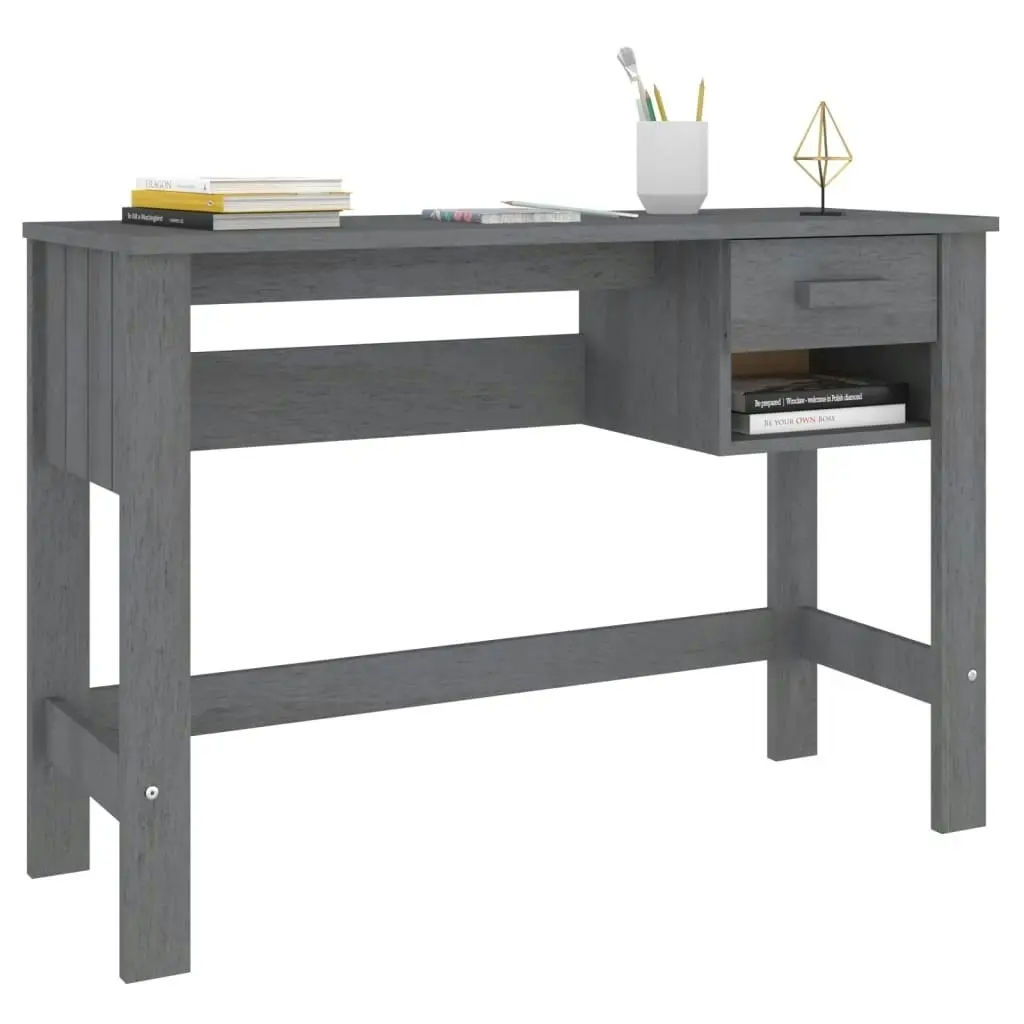 Desk "HAMAR" Dark Grey 110x40x75 cm Solid Wood Pine 340458