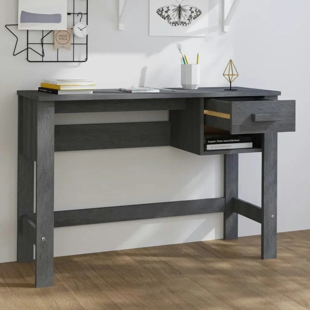 Desk "HAMAR" Dark Grey 110x40x75 cm Solid Wood Pine 340458