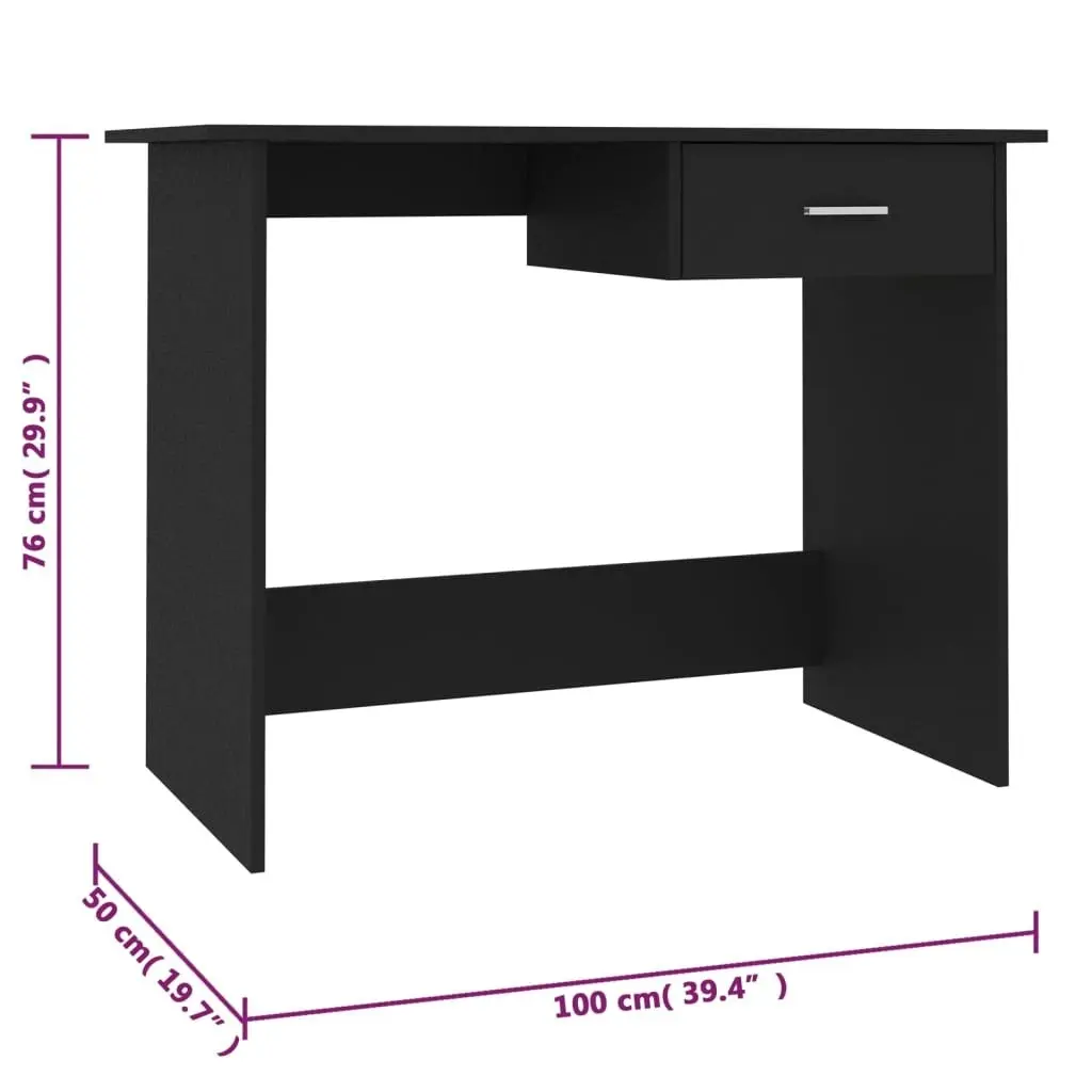 Desk Black 100x50x76 cm Engineered Wood 800550