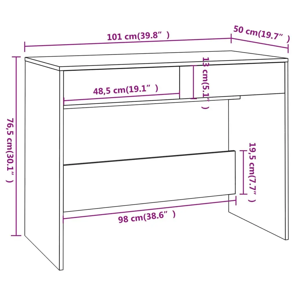 Desk Black 101x50x76.5 cm Engineered Wood 809558