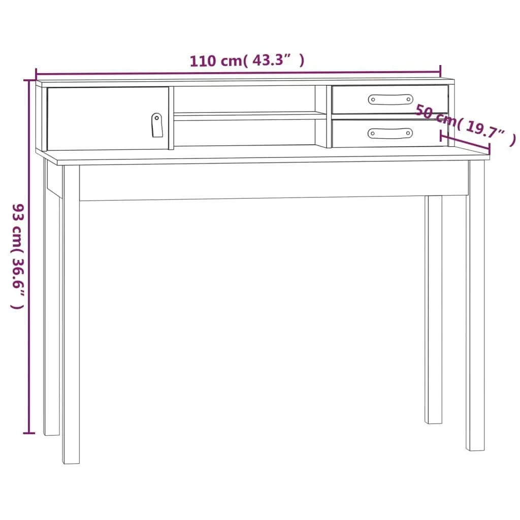 Desk 110x50x93 cm Solid Wood Pine 823529