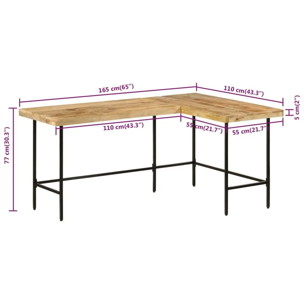 Desk 165x110x77 cm Solid Wood Mango and Iron 353333