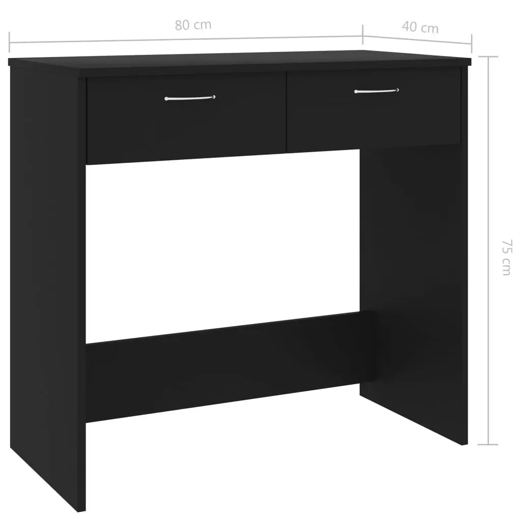 Desk Black 80x40x75 cm Engineered Wood 801356