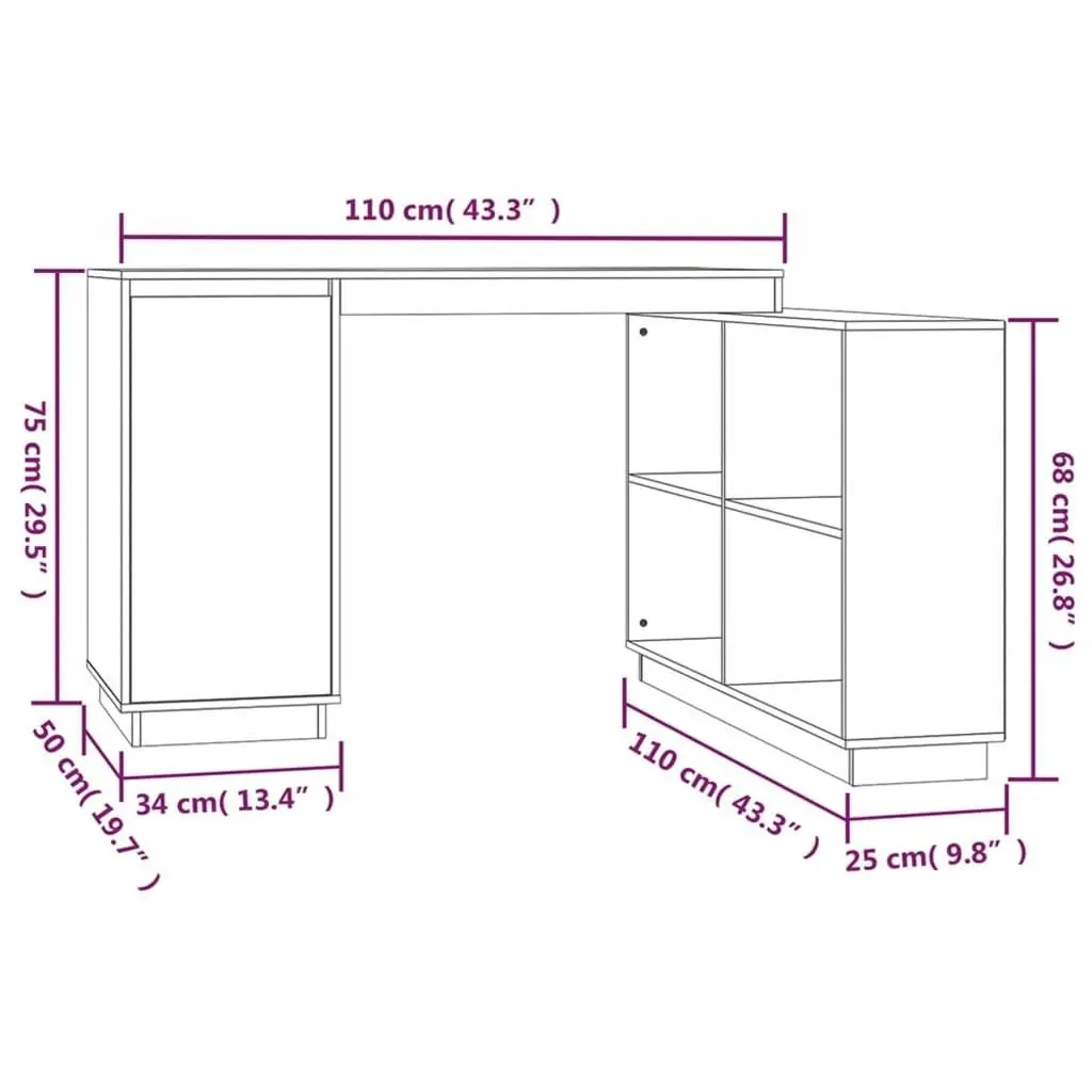 Desk 110x50x75 cm Solid Wood Pine 814504