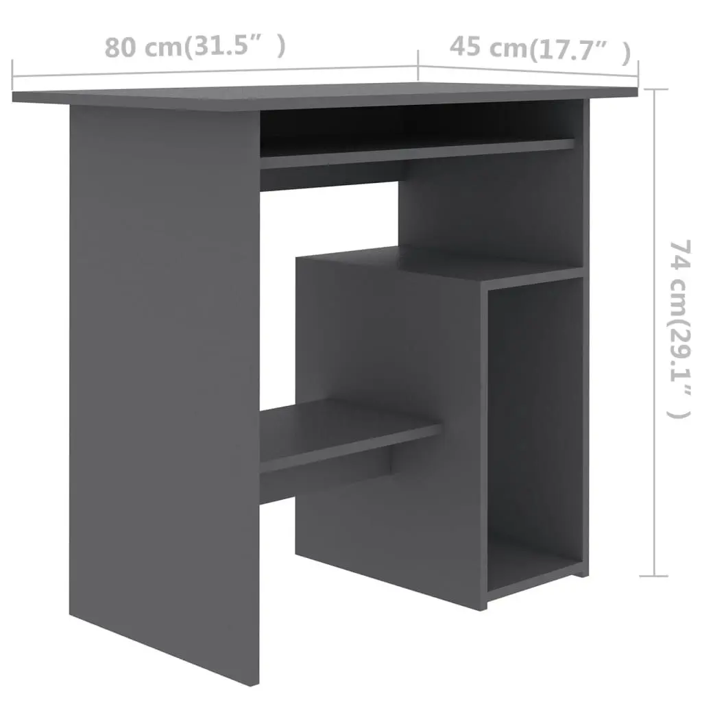 Desk Grey 80x45x74 cm Engineered Wood 801366