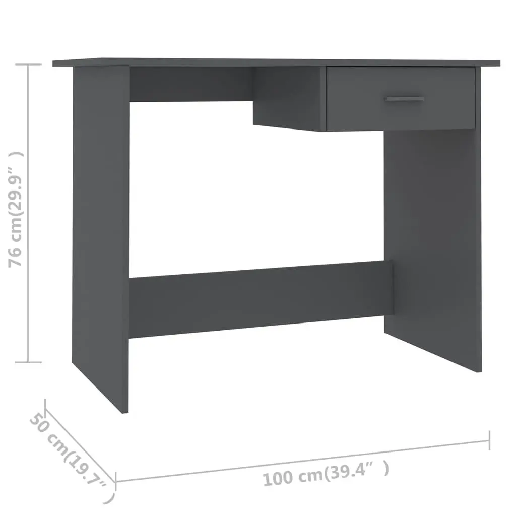 Desk Grey 100x50x76 cm Engineered Wood 800551