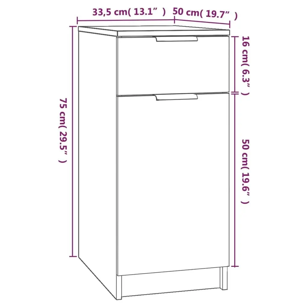 Desk Cabinet Smoked Oak 33.5x50x75 cm Engineered Wood 817129