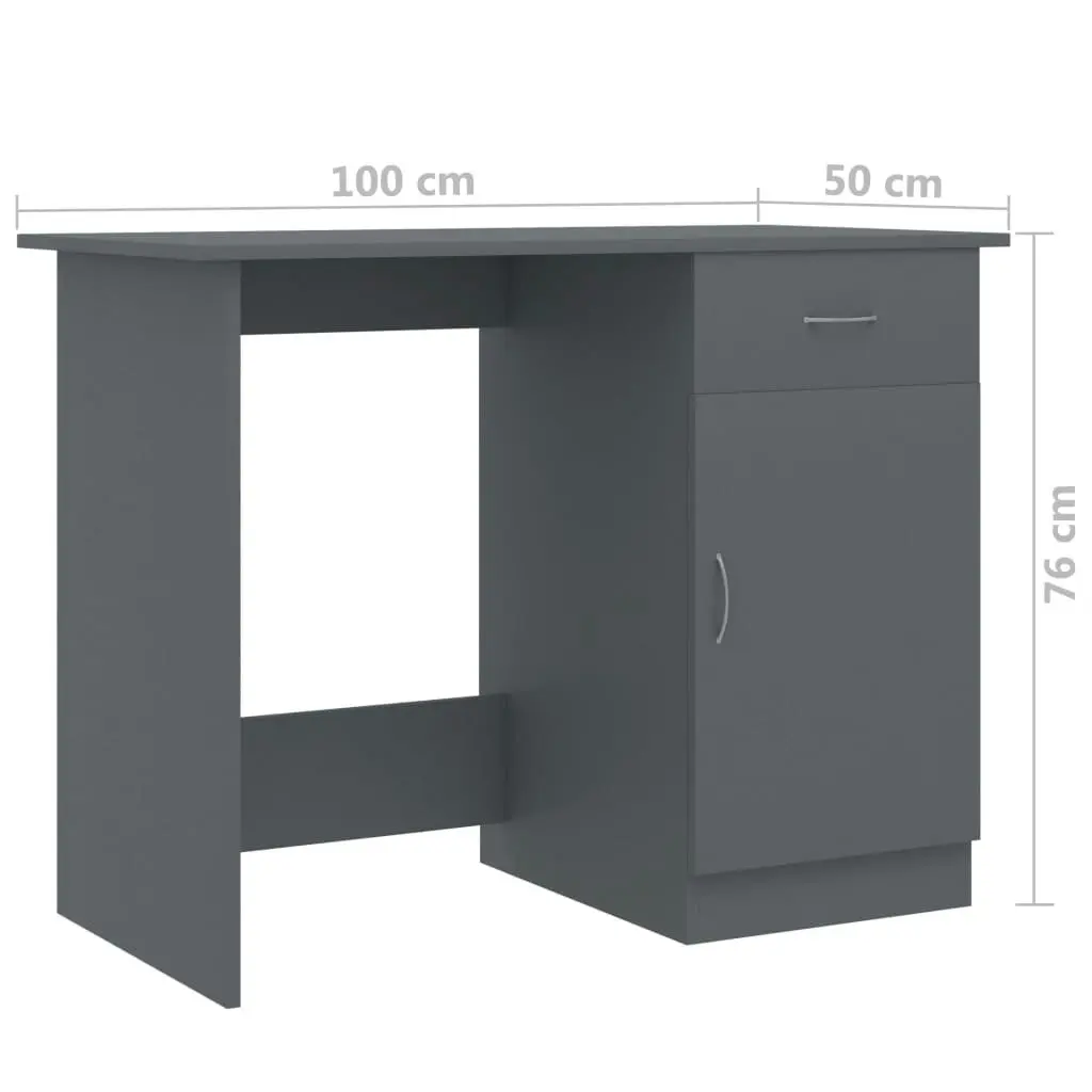 Desk Grey 100x50x76 cm Engineered Wood 801082