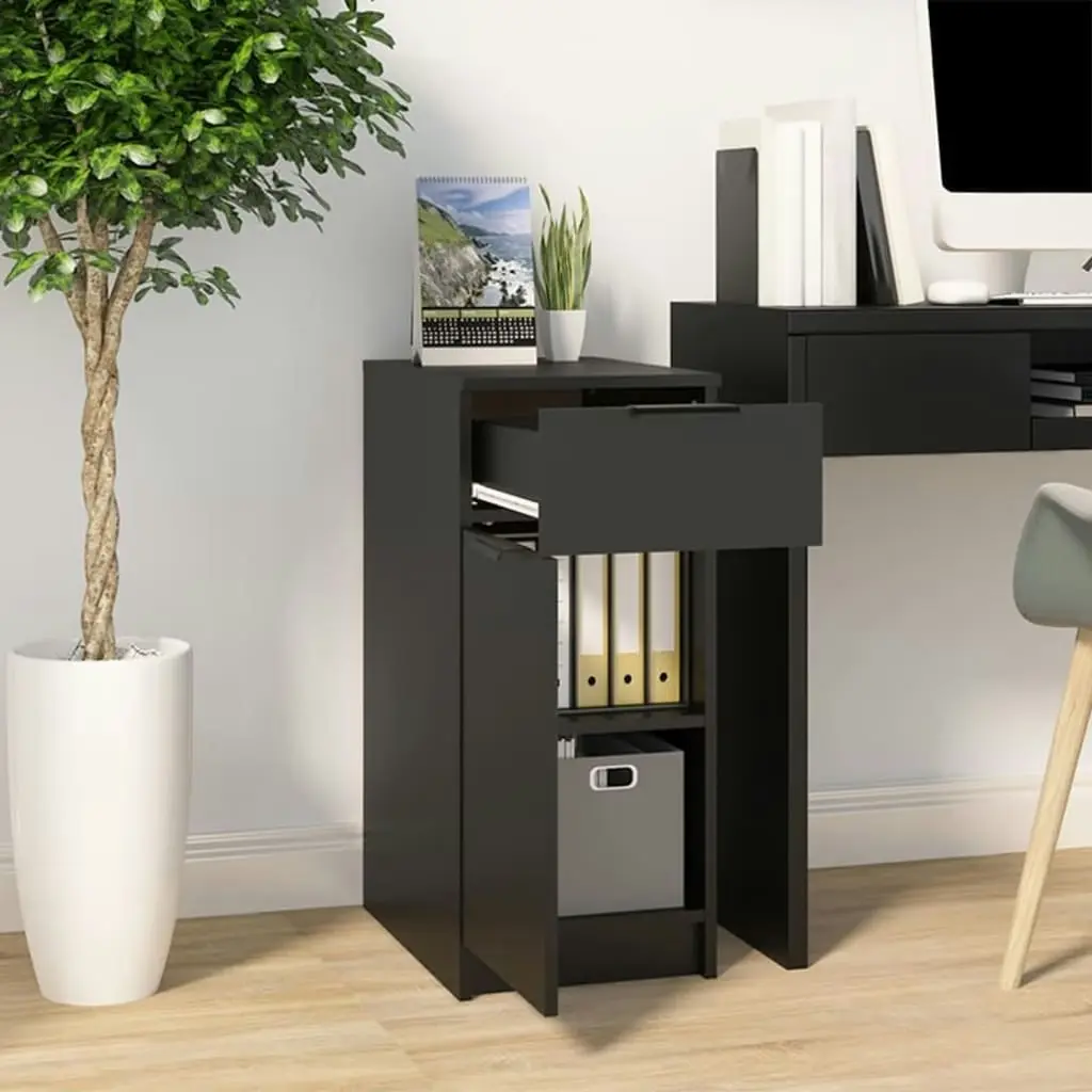 Desk Cabinet Black 33.5x50x75 cm Engineered Wood 811503