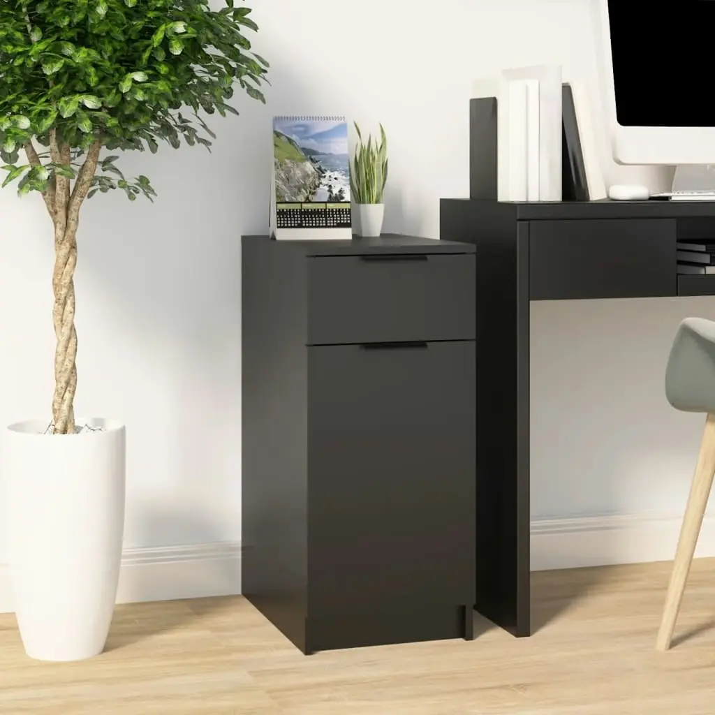 Desk Cabinet Black 33.5x50x75 cm Engineered Wood 811503