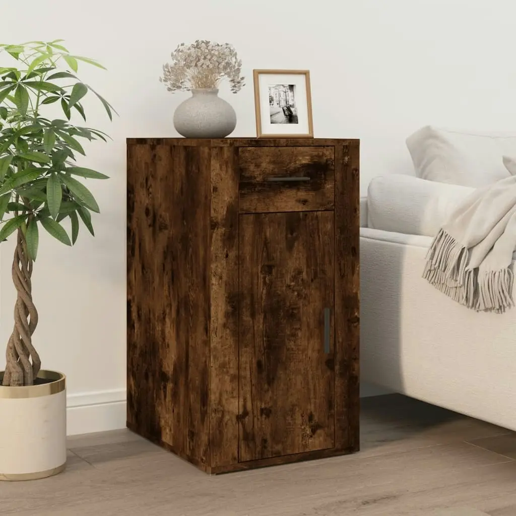 Desk Cabinet Smoked Oak 40x49x75 cm Engineered Wood 816797