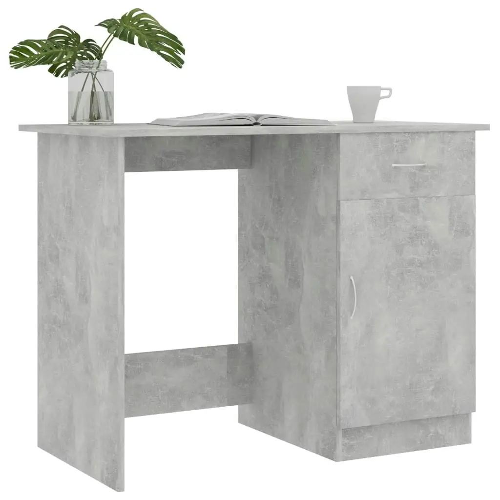 Desk Concrete Grey 100x50x76 cm Engineered Wood 801084