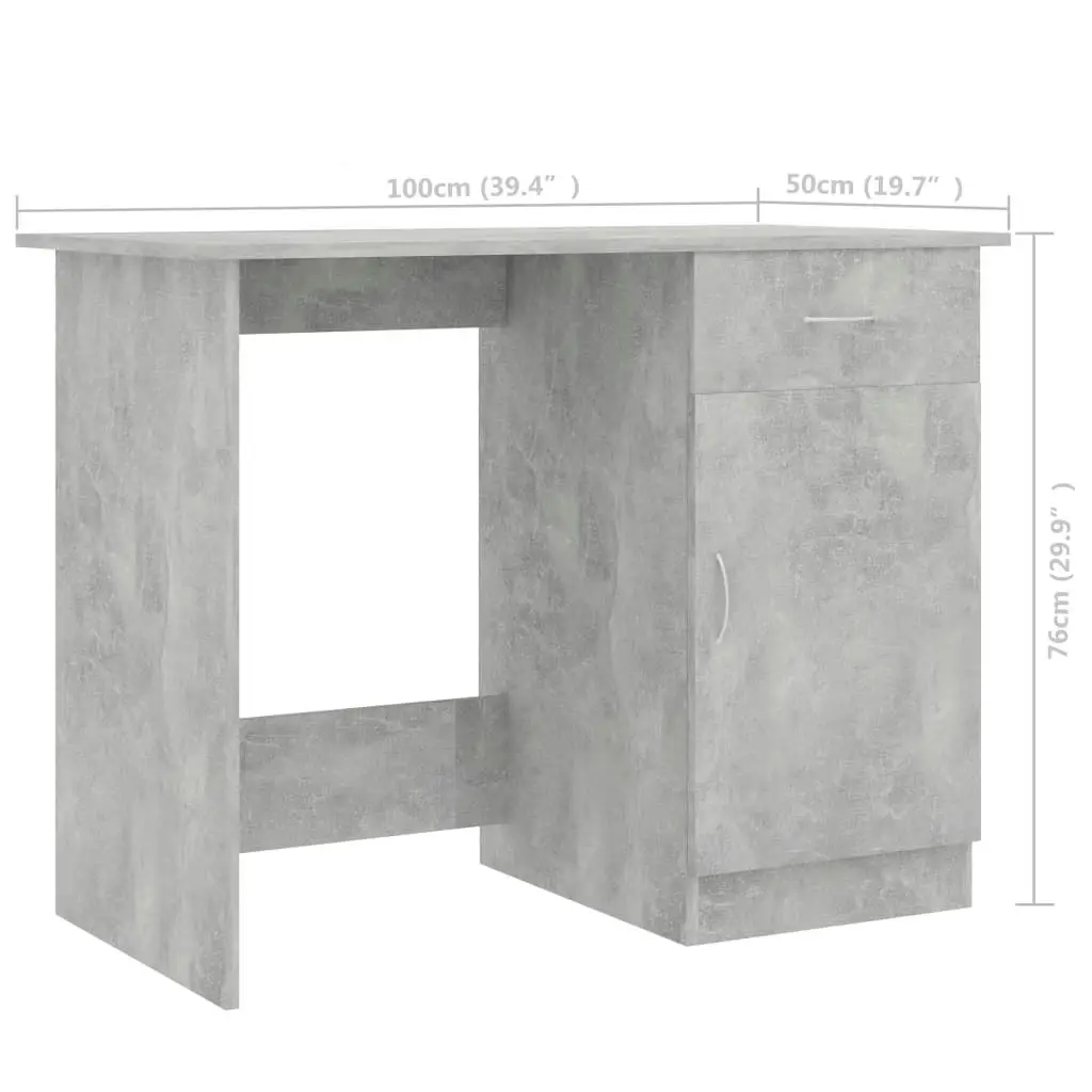 Desk Concrete Grey 100x50x76 cm Engineered Wood 801084