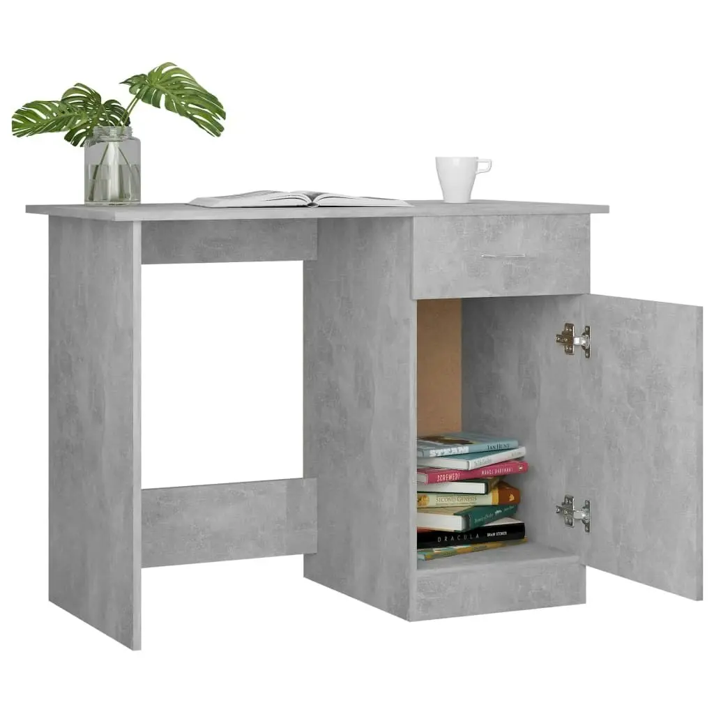 Desk Concrete Grey 100x50x76 cm Engineered Wood 801084