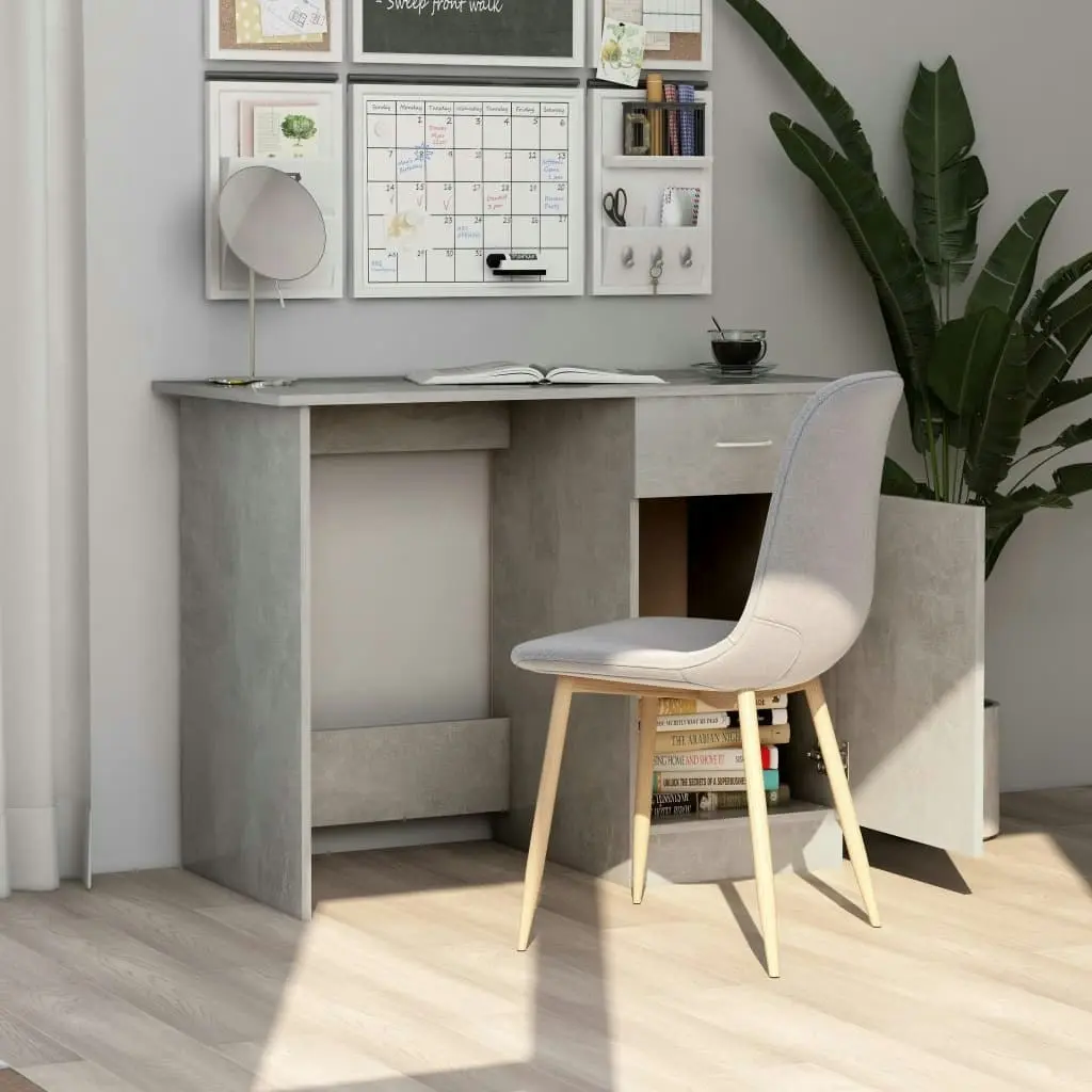 Desk Concrete Grey 100x50x76 cm Engineered Wood 801084