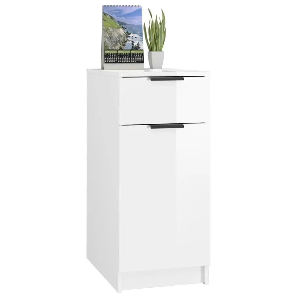 Desk Cabinet High Gloss White 33.5x50x75 cm Engineered Wood 811508