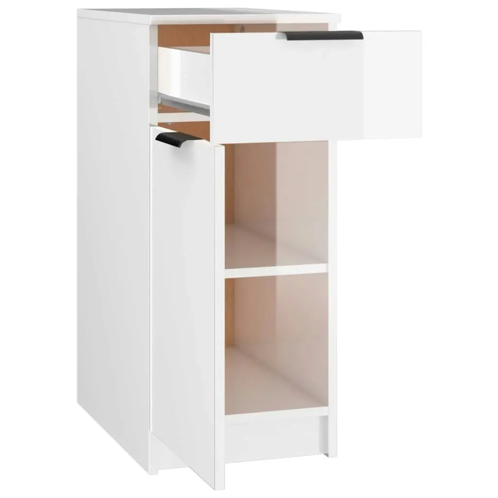 Desk Cabinet High Gloss White 33.5x50x75 cm Engineered Wood 811508